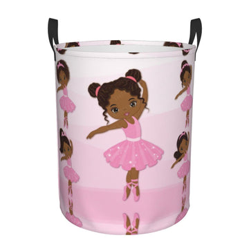 Cute African Black Girl Round Laundry Hamper Storage Basket Toys Clothes Organizer Bin Bathroom Bedroom Dorm Nursery