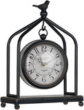 DESIGN 7.5'' x 10'' Mantel Clock Iron Tower Frame, Creative Bird Ornament Tabletop Clock