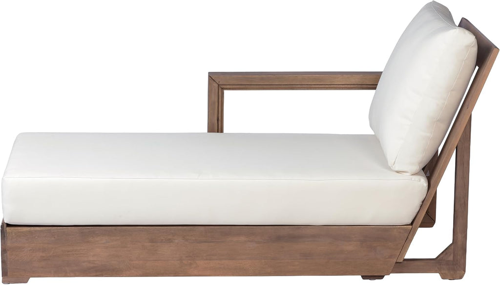 Acacia Wood Chaise Lounge Outdoor, Poolside Sun Lounger Recliner With Thick Water-Resistant Cushion, Patio