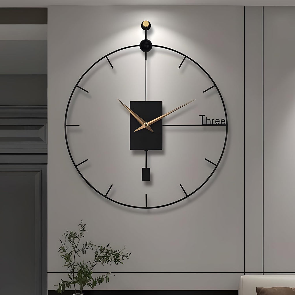 Large Wall Clock Living Room Decor 23"Modern Wall Clock with Swing Pendulum
