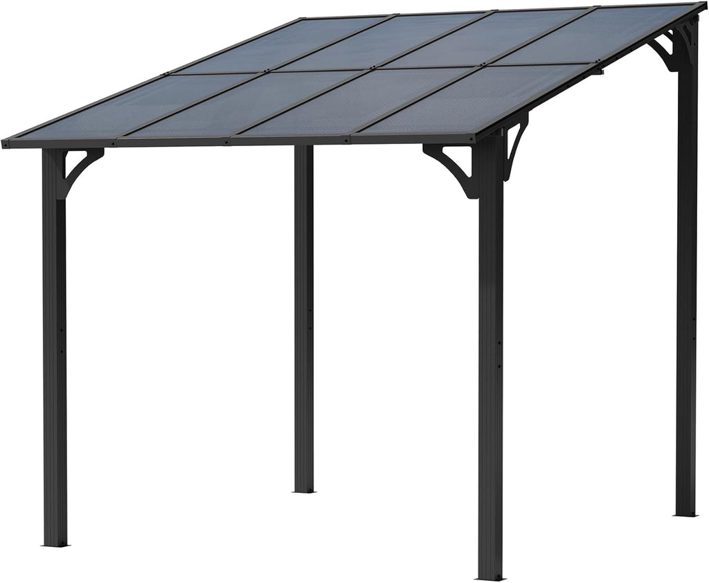 10'x 8' Gazebo on Clearance,Hard Top Lean to Gazebo Pergola with UV Protection Roof,Large Wall-Mounted Heavy Duty