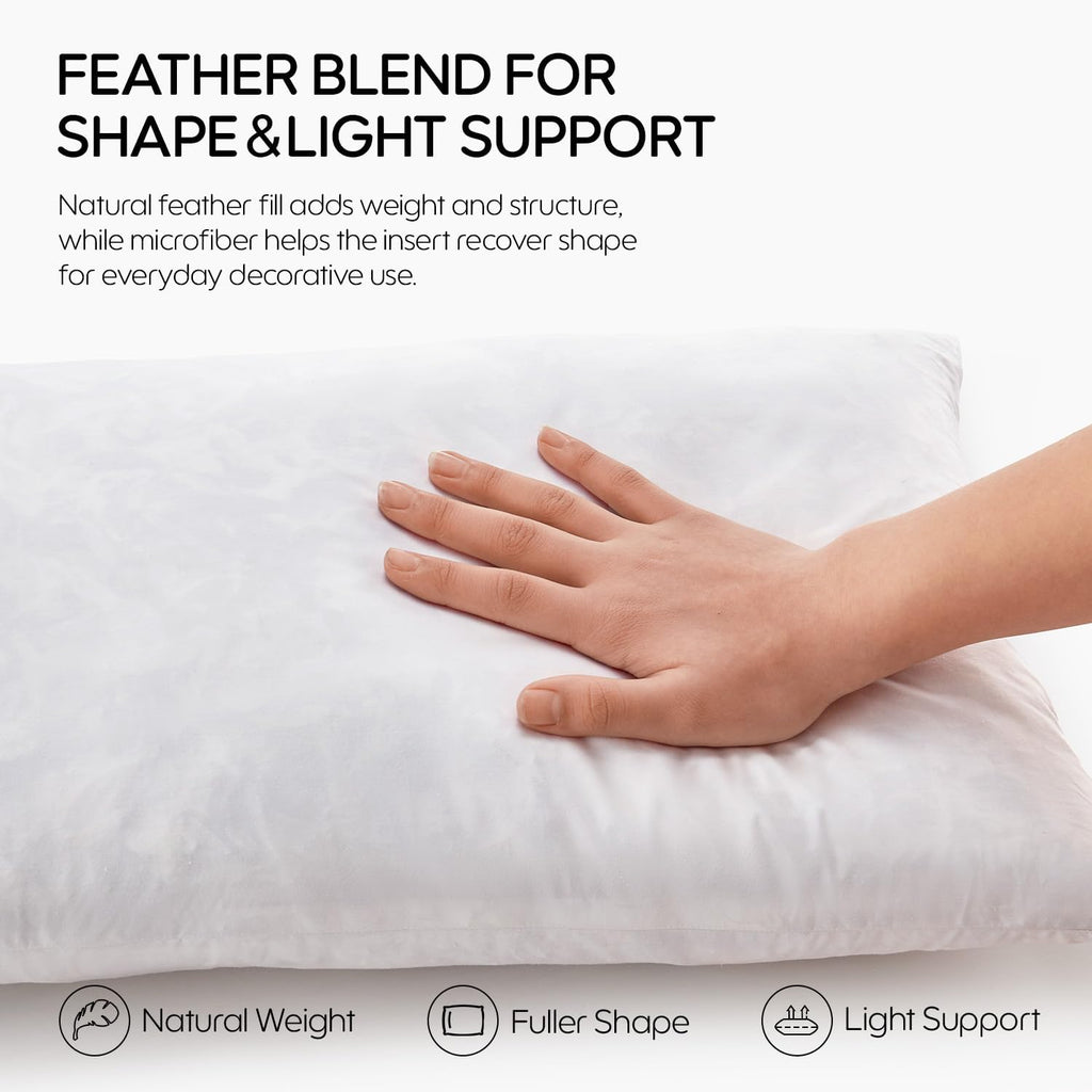 12x20 Feather Lumbar Pillow Insert, Decorative Throw Pillow Insert for Covers, Fuller Fit with Soft Support for Bed