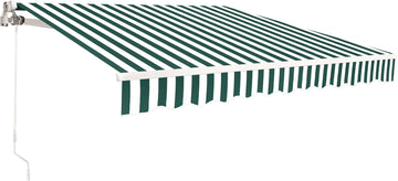 11.5x9.5 Feet Manual Retractable Patio Door Window Awning Sunshade Shelter Outdoor Canopy, 1210 (Green with White