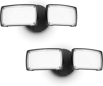 2-Pack 19W Dusk to Dawn LED Security Light Outdoor, 2 Adjustable Head, 2000LM, 5000K, IP65 Waterproof, Super Bright