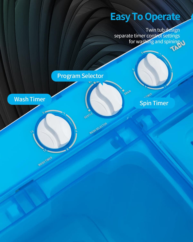 17.6Ibs Portable Washing Machine, Compact Washer Machine, Mini Washing Machine, Twin Tub Washer and Spiner