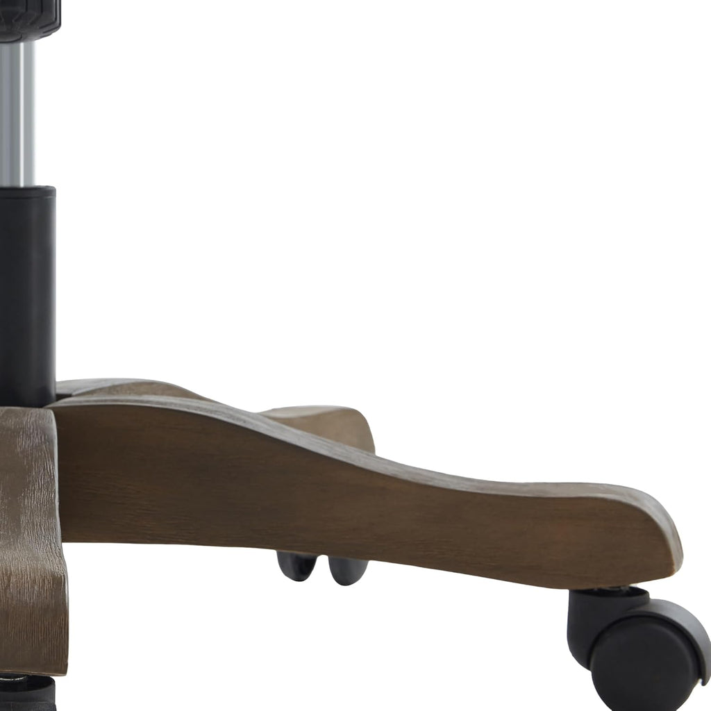Home Upholstered Armless Desk Chair with Wheels Adjustable Height Computer Desk Chair with Wooden Legs Linen