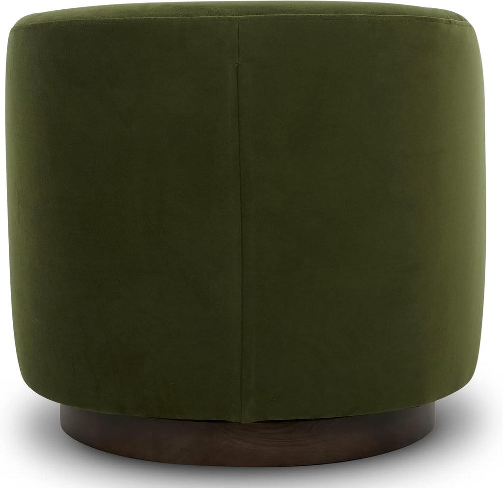 Swivel Accent Chair, Fully Assembled Velvet Barrel Armchair with FSC Certified Upholstered , Forest Green
