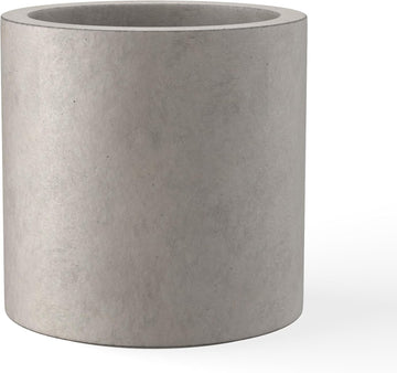Large Round Cylinder Weathered Concrete Planter 15.8" Tall, Outdoor | Rubber Plug for Indoor, Drainage for Garden
