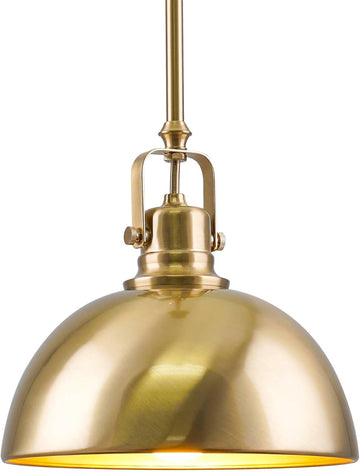Belle 9" Modern Industrial Gold Pendant Light with Dome Shade, Petit Retro Metal Gold Hanging Light, Cool Brass Finish
