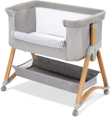 Baby Bassinet Bedside Bassinet, Baby Cradle with Machine-Washable Sheets, Four-Sided Breathable Mesh, 6 Height