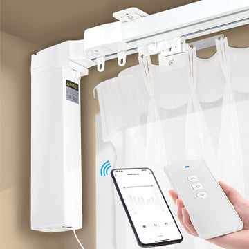 Smart Electric Curtains Track, Ceiling Curtains Track Adjustable Retractable Motorized Curtain Rod From 59 to 106