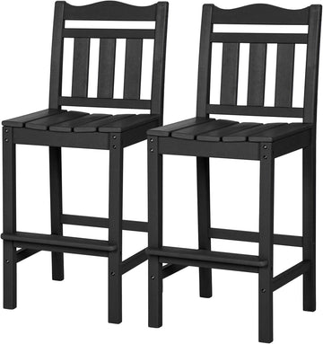 Outdoor Bar Stools Set of 2, HDPE 44 Inch Tall Adirondack Chairs Bar Chairs, Weather Resistance Bar Height Chair