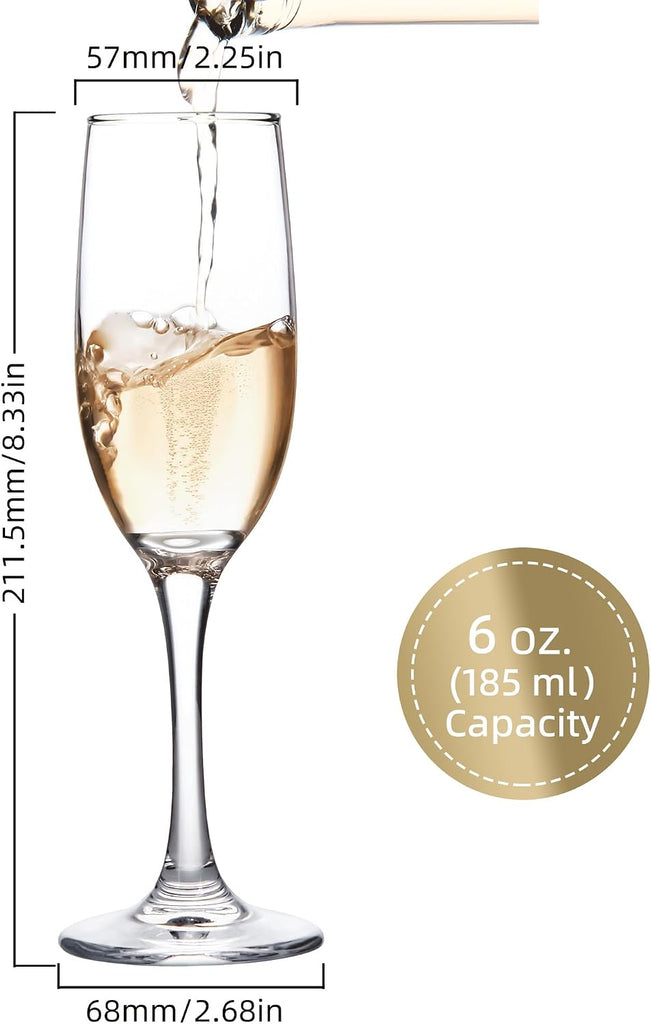 Set of 16 Champagne Glasses, Champagne Flutes with Classic Shape, Long stem Sparkling Wine glasses , Wine Toasting