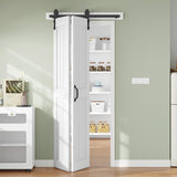 Bifold Barn Door 36 x 84 in (Double 18 inch)，Bi-fold Sliding Closet Doors with Hardware Track kit In
