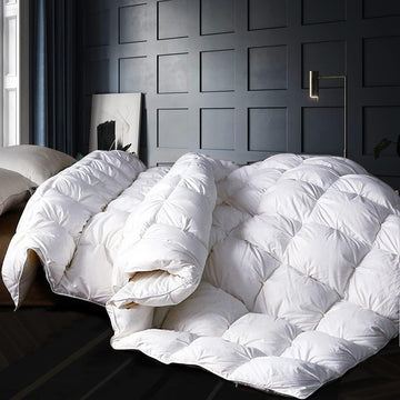 Goose Down Feather Fiber Comforter King, 100% 1200tc Cotton Fabric Duvet Inserts