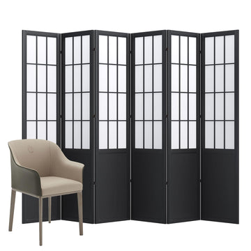 Room Divider, 66.9Inch Tall Japanese Shoji Style Folding Wood Screen with Double Hinges Bedroom Hotel Decoration