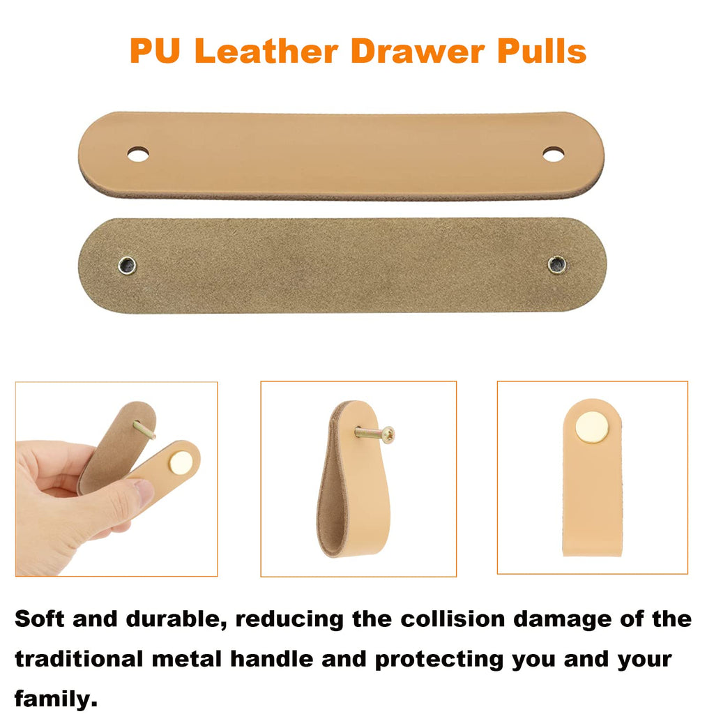 Leather Drawer Pulls for Dresser, 6 Pack Leather Dresser Knobs, Soft Drawer Pulls Cabinet Handles Knobs Perfect