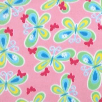 Textiles 5 Yards Bolt Light Pink Butterflies Print Fleece Fabric