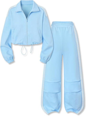 Outfits 2 Piece Lace Neck Long Sleeved Top and Pants Pants Set Teen Clothes