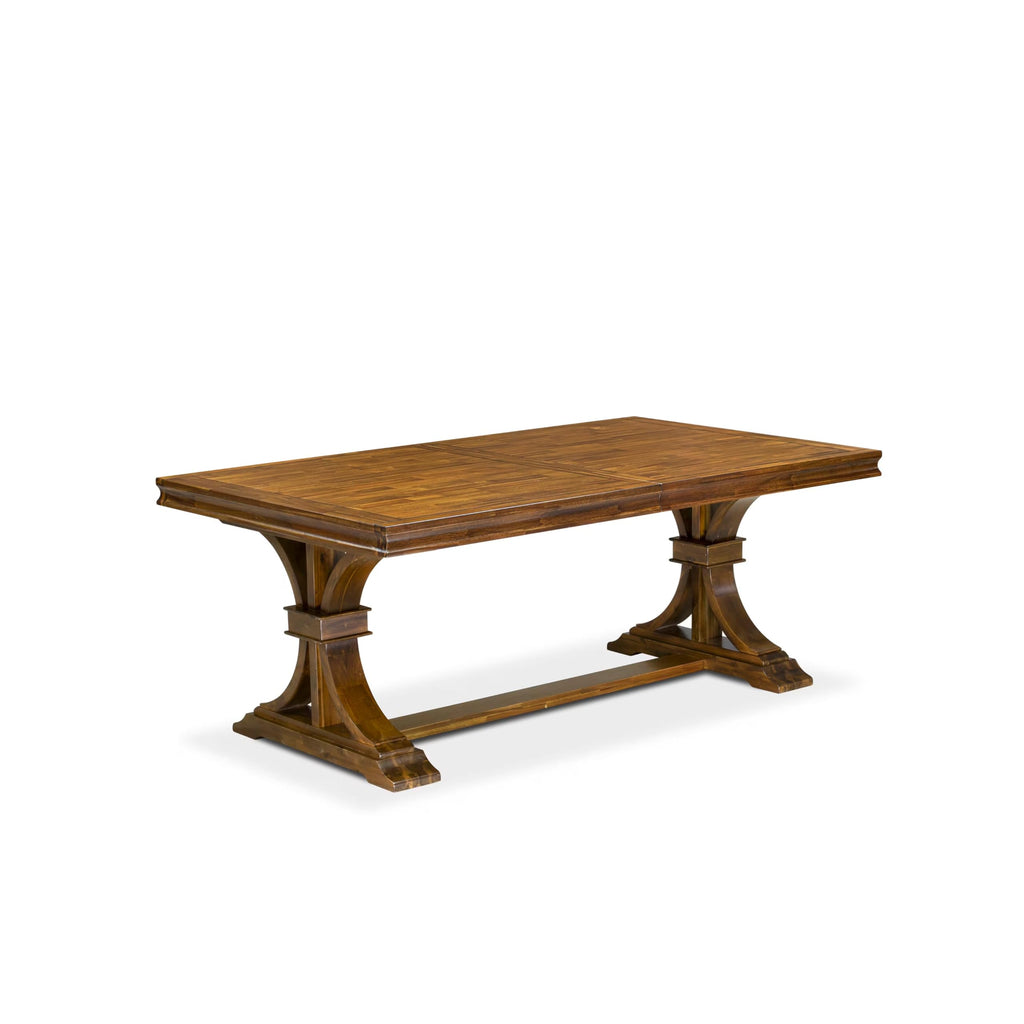 By - LET-AWA-TP - A Wooden Dining Table with Removable Rectangular Tabletop - Antique Walnut Finish