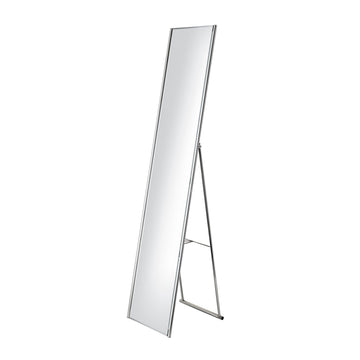Floor Mirror, Brushed Steel, Freestanding, Foldable Kickstand, 59"