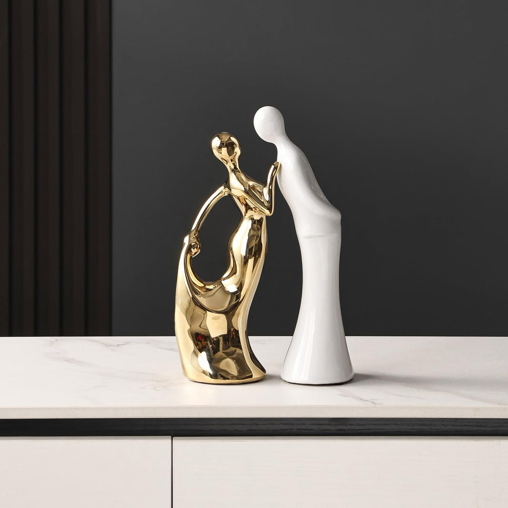 Ceramic Couple Statues Home Decor Lover Sculpture Figurine, Modern Aesthetic Abstract Art Decorative Accent Bedroom