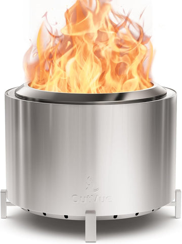 27 inch Stainless Steel Smokeless Fire Pit, Outdoor Smokeless Firepit, Wood Burning Fire Pits for Camping, Bonfire
