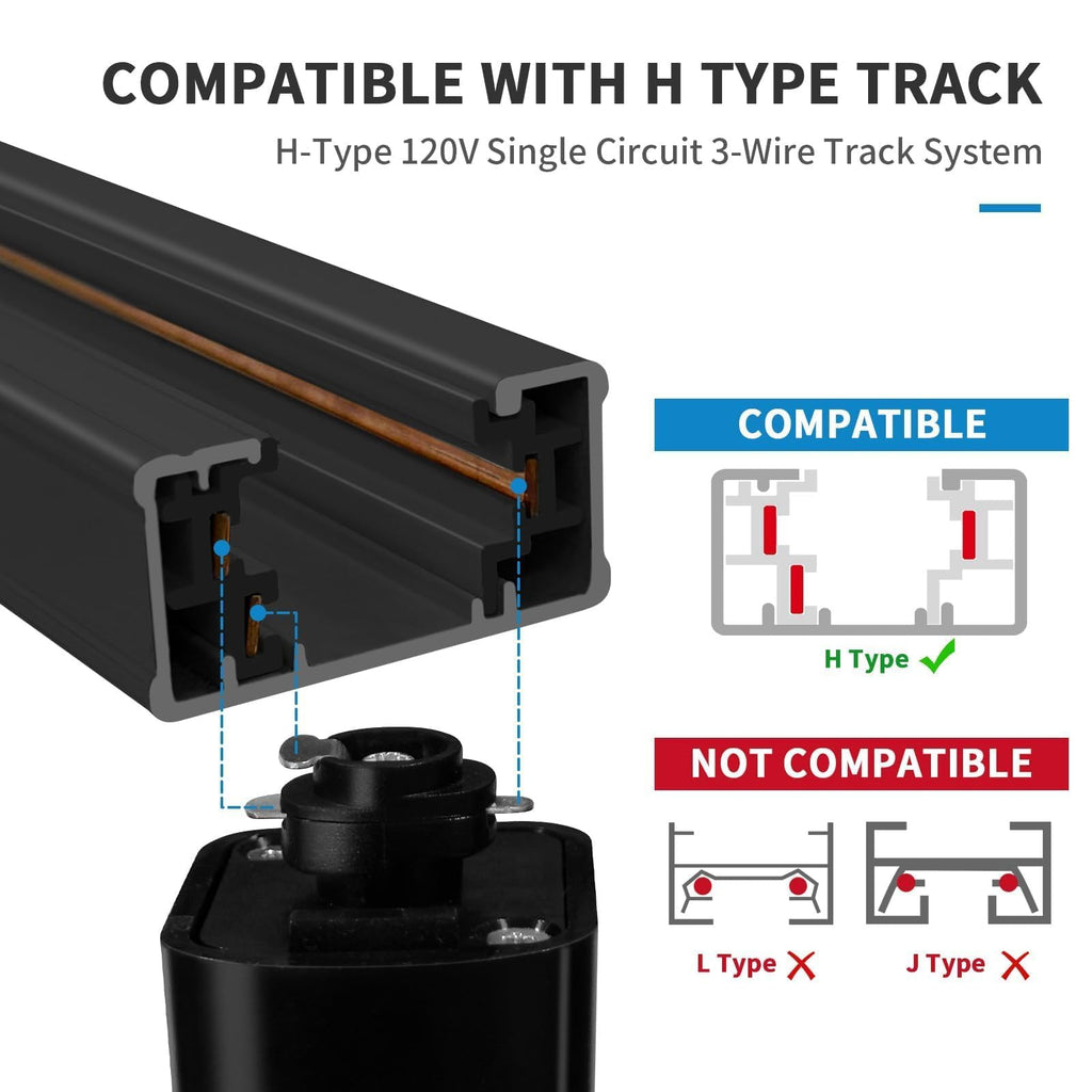 LED Track Lighting Kit with H Type Track Lighting Rail, Dimmable Track Lights with Floating Canopy, Ceiling