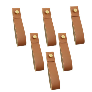 Wall Hanging Strap Wall Mounted Loop Handmade Leather Drawer Pull Leather Cabinet Pulls for Towel Bathroom Kitchen