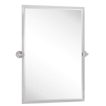 Chrome Pivot Mirror Tilt Bathroom Mirror in Polished Nickel Tilting Beveled Vanity Mirrors in Chrome, 28.5x36''