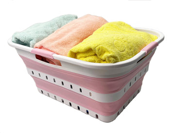 42L (11 gallon) Collapsible Plastic Laundry Basket - Foldable Pop Up Storage Container/Organizer - Space Saving