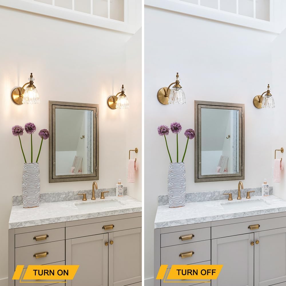Brushed Antigue Brass Wall Sconces Set of Two, Hardwired Bathroom Vanity Light Fixtures, Vintage Sconces Wall Deco