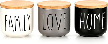 Ceramic Jar Set Kitchen Canister with Airtight Lids 8.7 oz - Set of 3