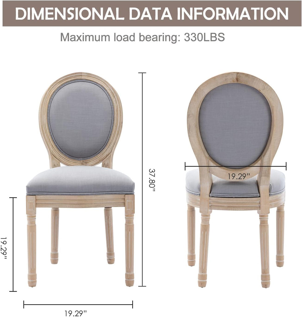 French Farmhouse Dining Chairs Set of 2, Upholstered Tufted Fabric Chairs with Solid Wood Frame, Mid-Century Style Dining Chairs for Dining Room or Kitchen
