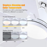 Ceiling Fans with Lights, 52inch Low Profile Ceiling Fan with Light and Remote Control,Reversible, 3CCT, Dimmable, Quiet, White Ceiling Fan for Bedroom Indoor/Outdoor Use A101-B0D8BDVQB9