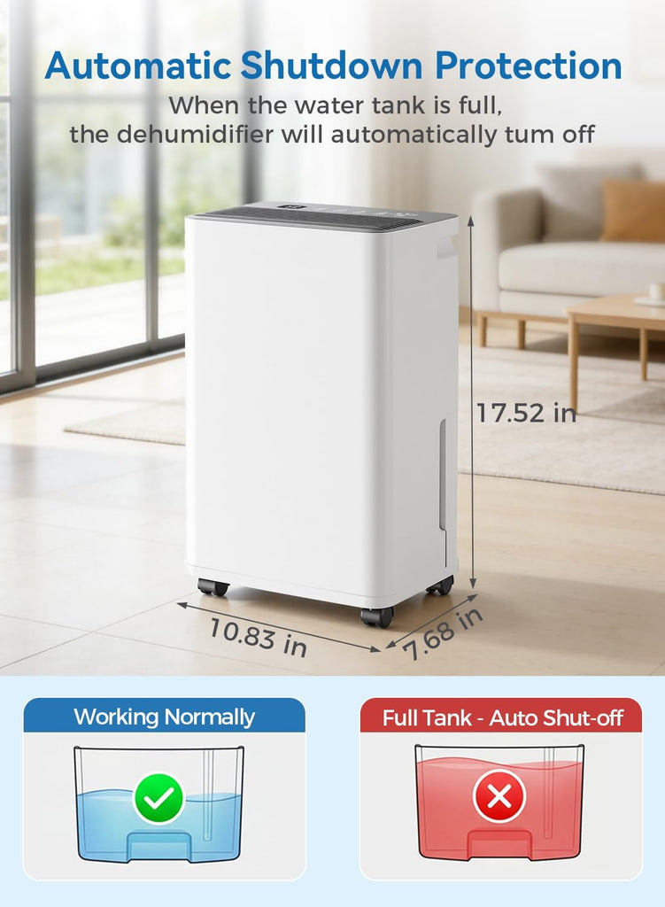 2500 Sq.Ft Dehumidifier for Basement with Drain Hose, 35 Pint Large Best Compressor Dehumidifiers for Home or Garage