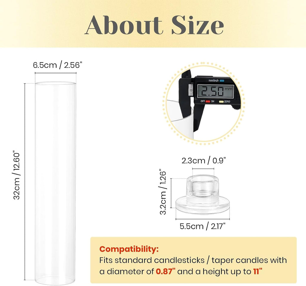 Hurricane Glass Candlestick Holders: 24PCS Clear Taper Candle Holders for Candlesticks with Windproof Design Ideal