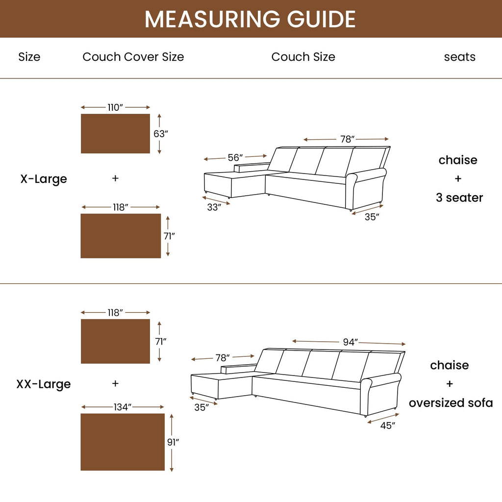 Sectional Couch Covers, 2 Pieces Sectional Sofa Cover, L Shaped Couch Covers, Couch Cover for Sectional Sofa
