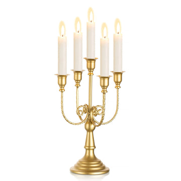 Gold Candelabra Candle Holders for Wedding Christmas, 5 Arms