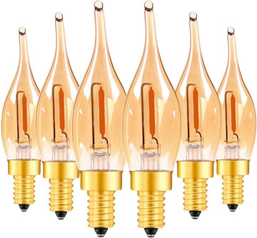 LED Vintage Candelabra Bulbs Night Lights E12 C22T Edison Candle Bulbs Filament Flame 7 Watt Equivalent LED
