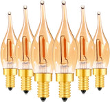 LED Vintage Candelabra Bulbs Night Lights E12 C22T Edison Candle Bulbs Filament Flame 7 Watt Equivalent LED
