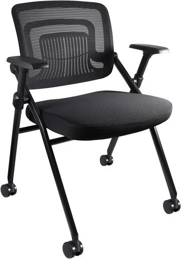 Folding 10 Poker Chairs with Wheels - Cushioned Seat, Leather Armrests & Easy Mobility - Foldable Poker Table Chair