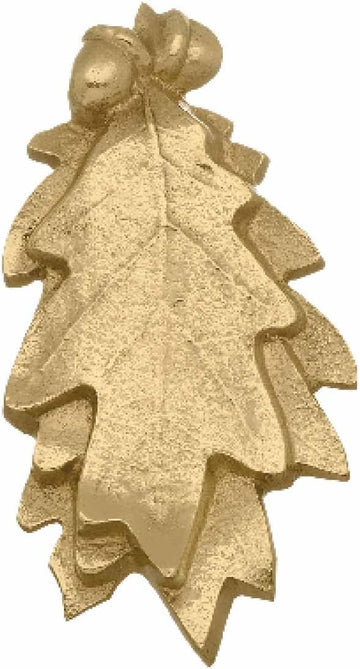 Oak Leaf Door Knocker Solid Brass Polished Finish 6 Inch Decorative Front Door Hardware with Mounting Screws