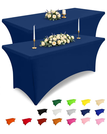 2 Pack Spandex Table Cloth 36x36in, Elastic Fitted Navy Tablecloth