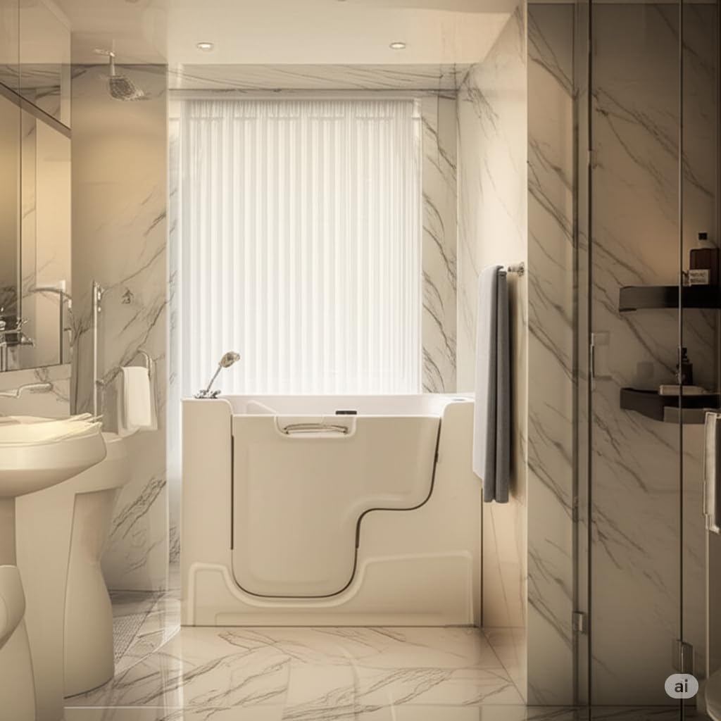 Walk In Tub for Seniors 29 x 52 In Right Drain Wheelchair Accessible Bathtub Dual Therapy 12 Whirlpool Jets 18 Air