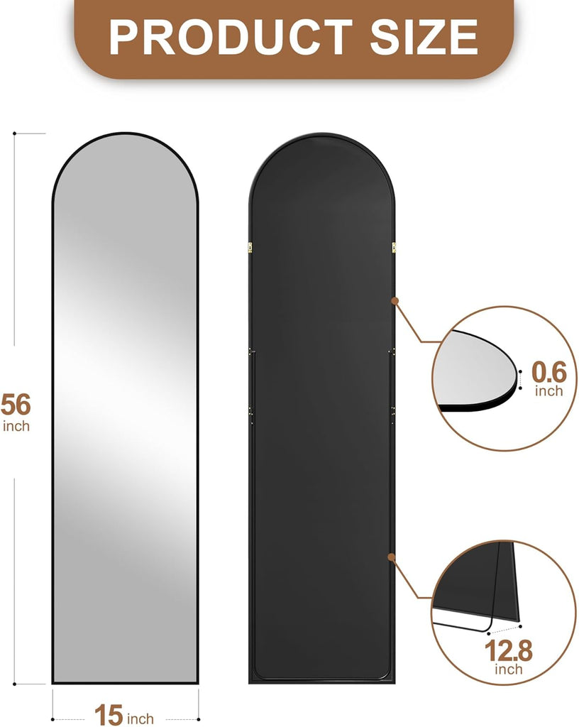 Arched Mirror Full Length,Standing Mirror Full Body,Large Floor with Stand for Wall Entryway Door Bedroom Bathroom
