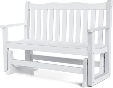 2 Person Outdoor Glider Bench, All-Weather Patio Glider with 800 lbs Weight Capacity, Never Fade or Rot Heavy Duty