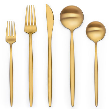 20 Piece Gold Silverware Set for 4, Stainless Steel Flatware Set, Gold Cutlery Set Utensils Set, Tableware Include