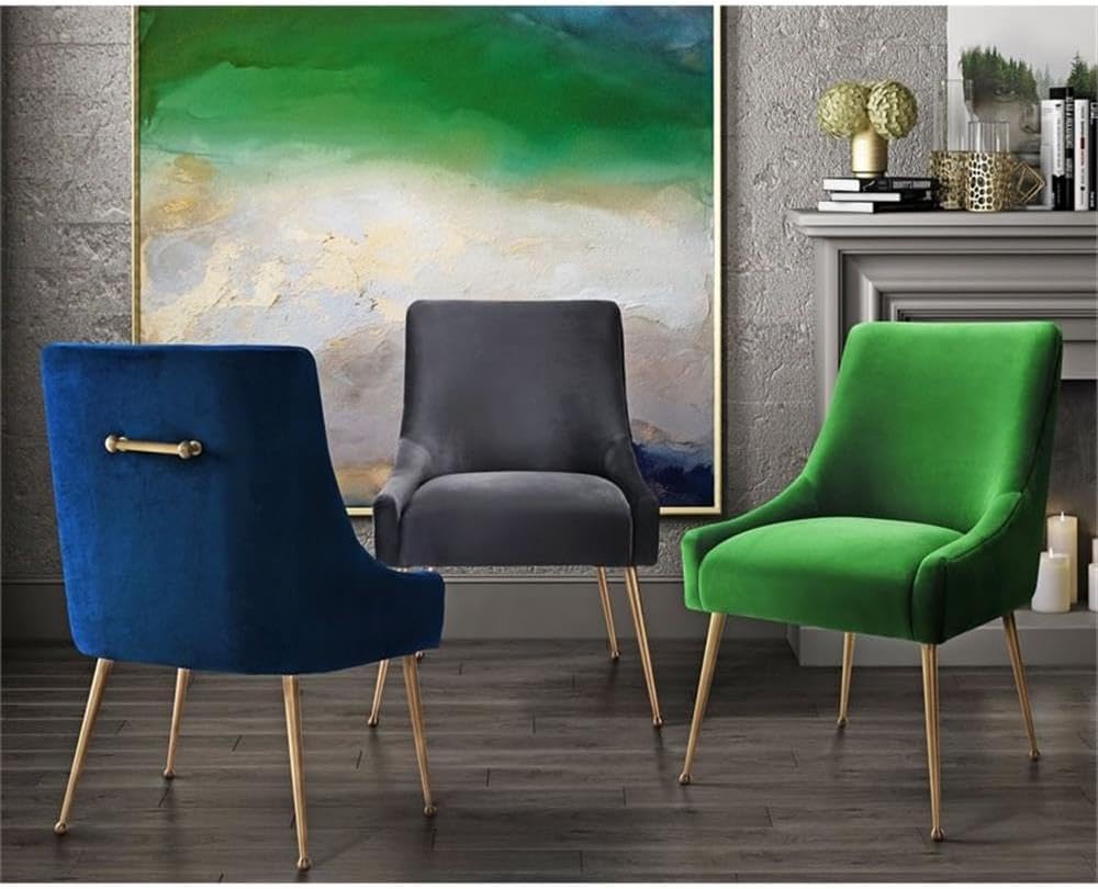 The Beatrix Collection Modern Style Living Room Velvet Upholstered Side Chair, Green