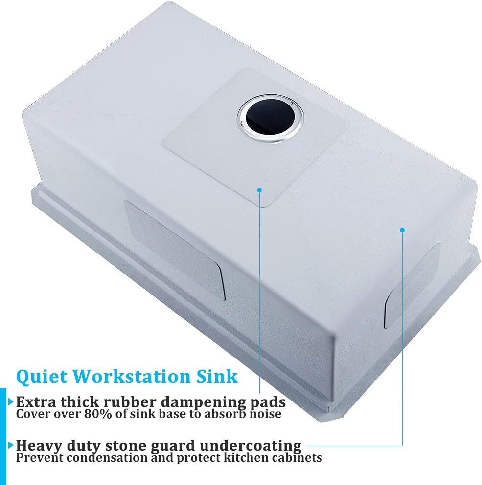 30 Inch Undermount Kitchen Sink Stainless Steel | 30 x 19 Inch Undermount Workstation Sink 16 Gauge 10 Inch Deep
